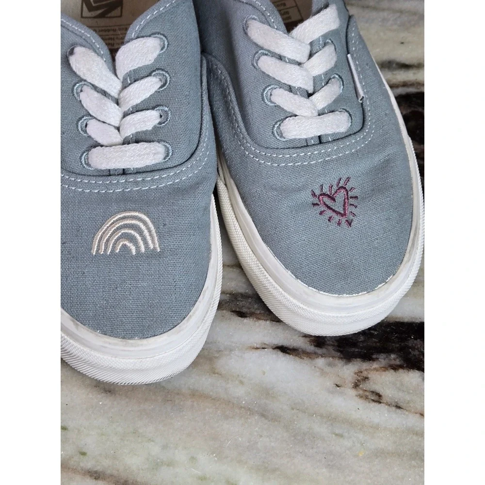 Vans Authentic‎ Eco Theory Blue Grey Embroidered Peace Leaf Mens 4.5 Womens 6.0
